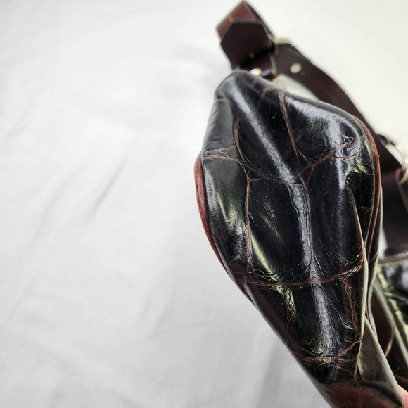 Vintage Dooney & Bourke Alligator Embossed Purse Hand Bag Leather Dark Brown - Picture 10 of 12